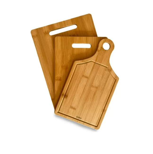 Set De 3 Tablas Para Picar 100% Madera De Bambú 3 Tamaños