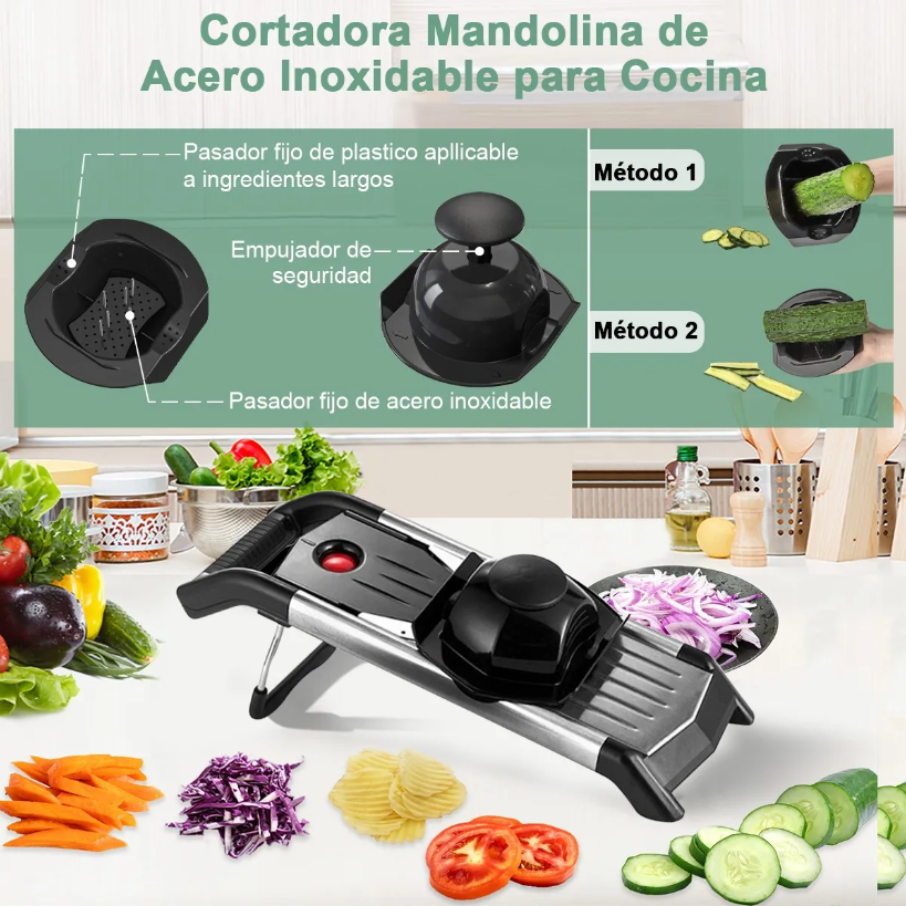 Foto 3 pulgar | Cortador Xtellar De Mandolina, Rebanador Y Rallador Acero Y 5 Cuchillas Color Negro