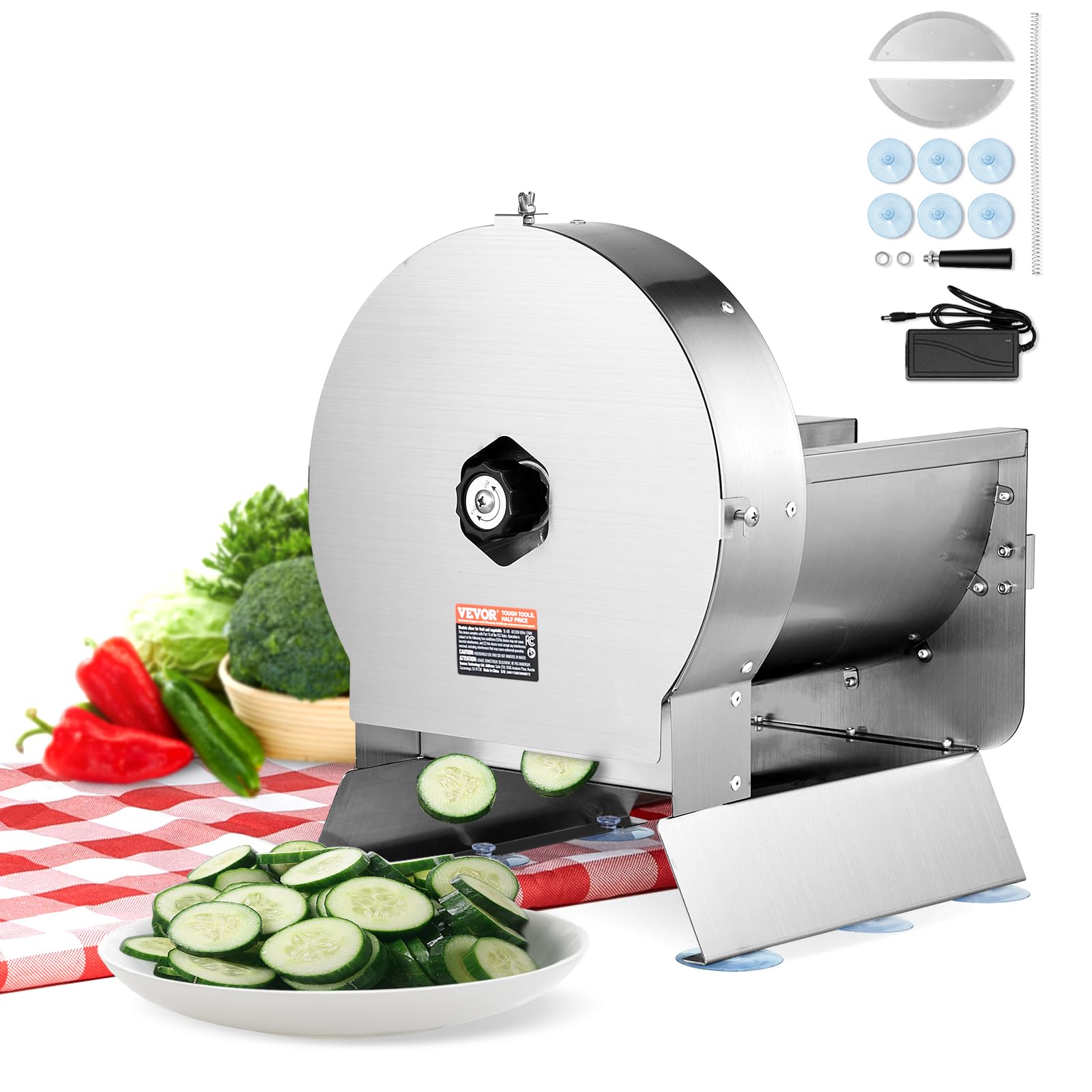 Foto 1 | Cortadora Eléctrica De Verduras Vevor 0-0,5/0-12 Mm De Espesor - Venta Internacional.