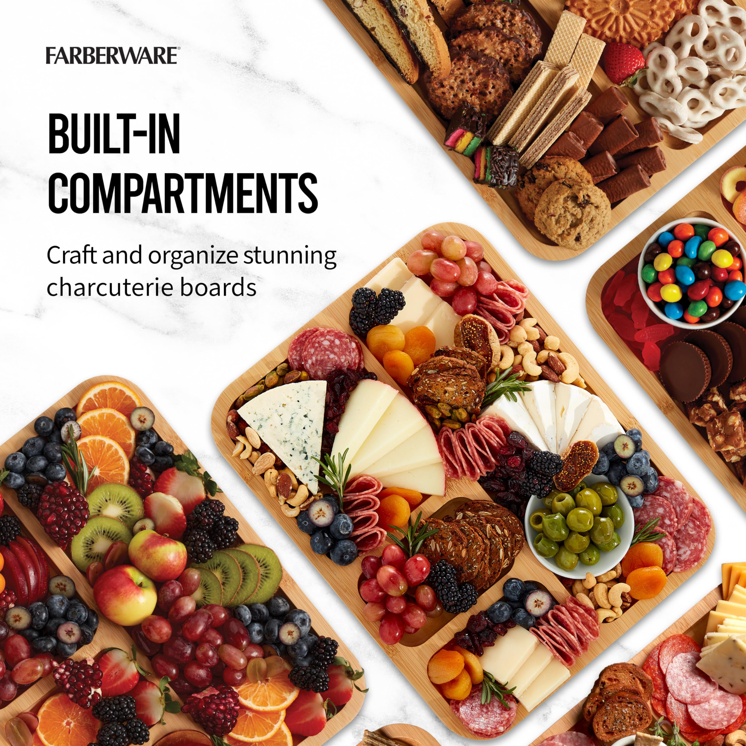 Foto 4 pulgar | Tabla De Cortar Farberware Build-a-board De Bambú Con Compartimentos - Venta Internacional.