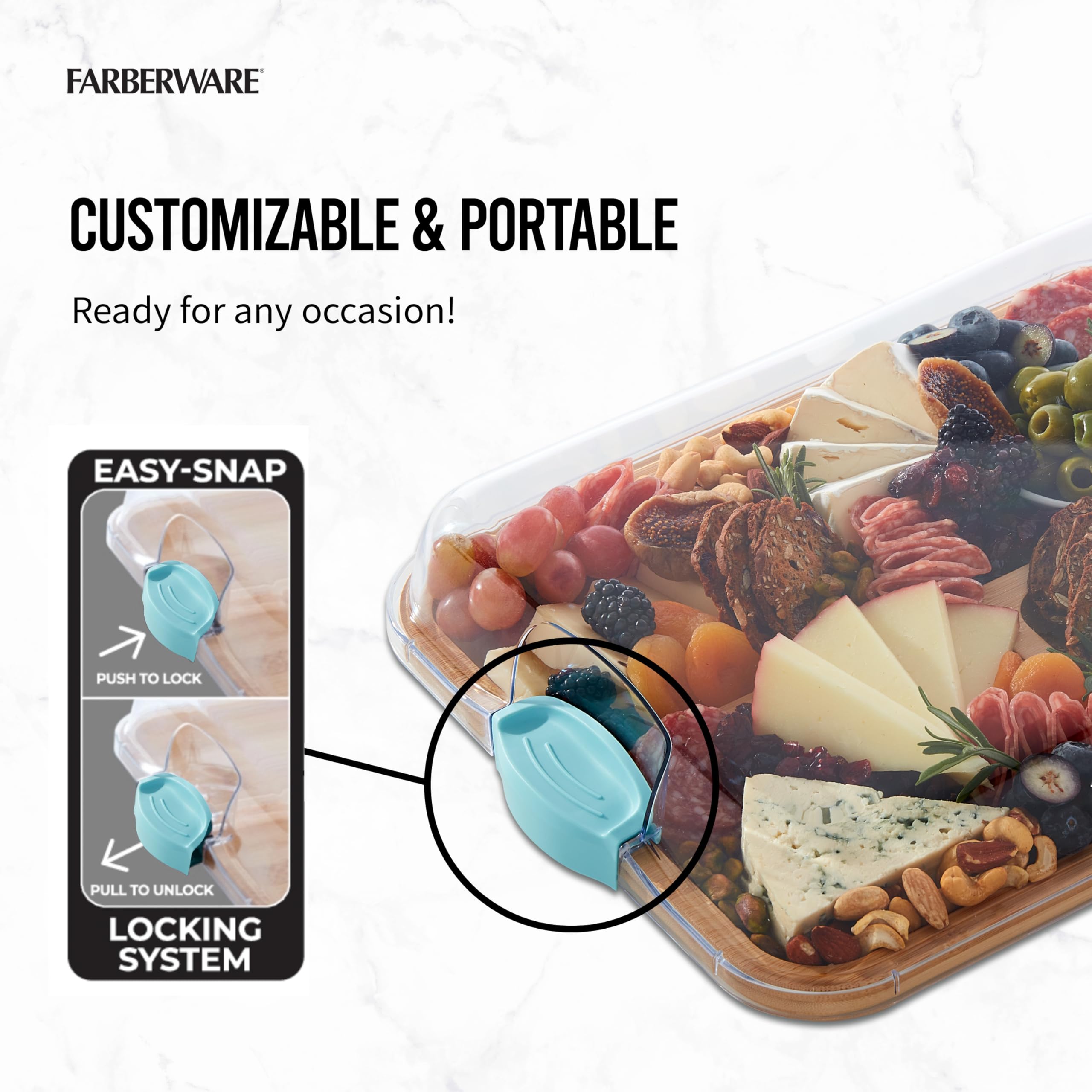 Foto 4 | Tabla De Cortar Farberware Build-a-board De Bambú Con Compartimentos - Venta Internacional.