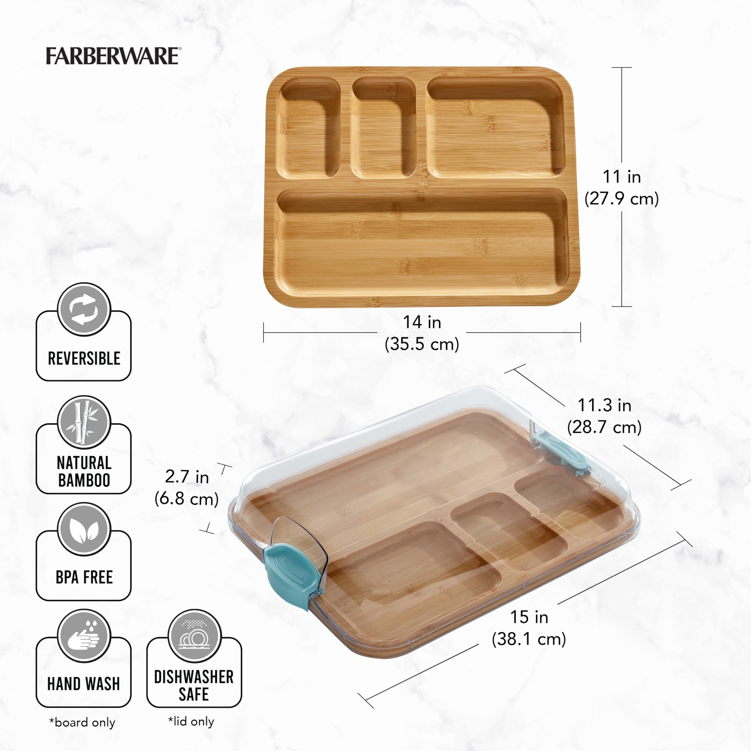 Foto 7 pulgar | Tabla De Cortar Farberware Build-a-board De Bambú Con Compartimentos - Venta Internacional.