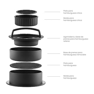 Foto 4 | Prensa Para Hamburguesas Hiperware 3 En 1 Antiadherente Color Negro