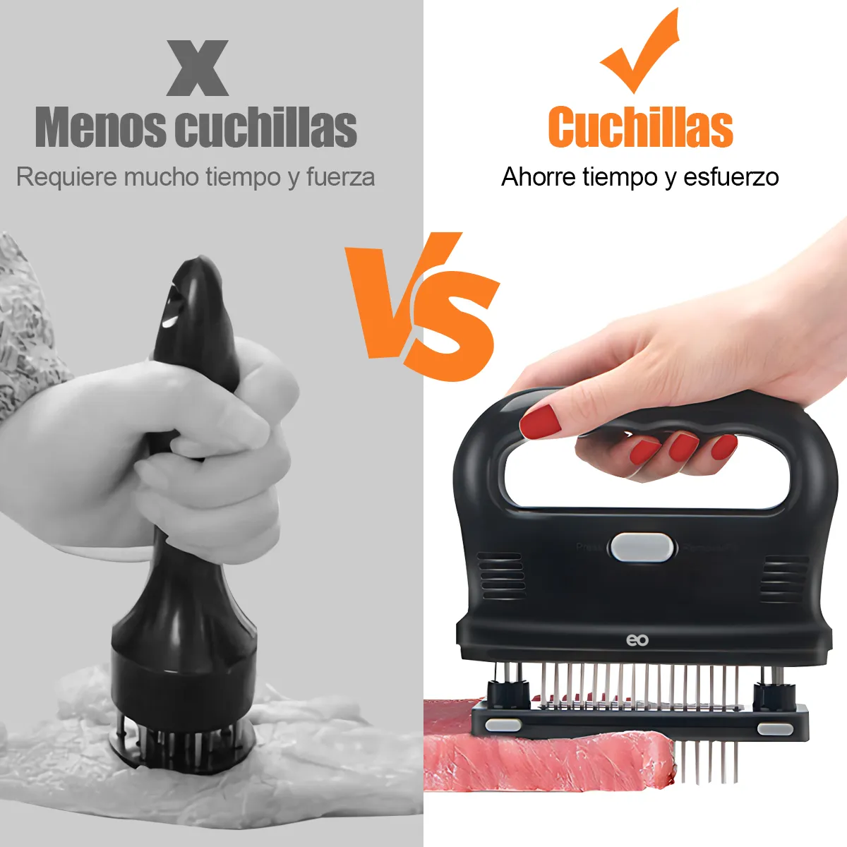Foto 2 | Ablandador De Carne Tenderizador Manual Con 48 Agujas Acero Inoxidable  Eo Safe Imports Esi-20349 Negro