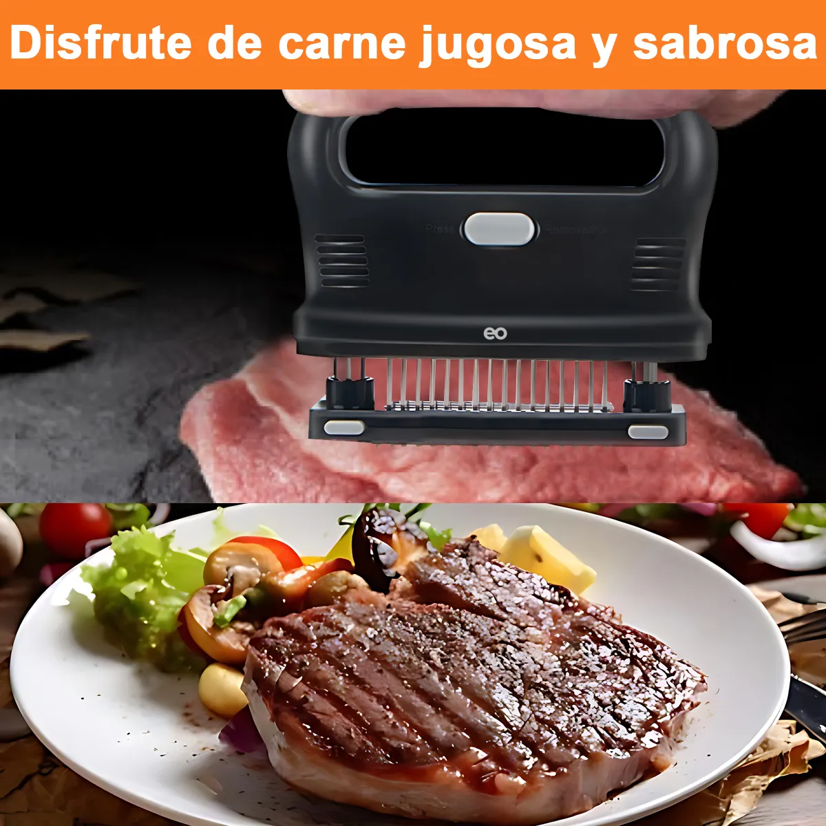 Foto 5 pulgar | Ablandador De Carne Tenderizador Manual Con 48 Agujas Acero Inoxidable  Eo Safe Imports Esi-20349 Negro