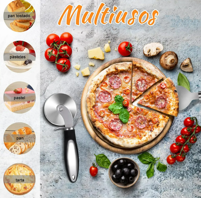 Foto 4 pulgar | Set Xtellar De Cocina Premium Para Pizza: Cortador Y Pala Enrollable 2 Piezas