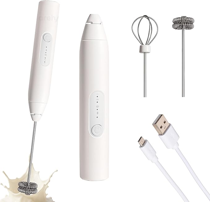 Espumador De Leche Archy Eléctrico Usb Recargable 3 Velocidades Con 2 Accesorios Agitadores De Bebidas Para Café Huevos
