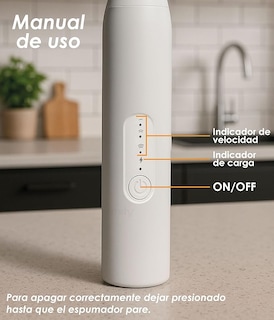 Foto 3 | Espumador De Leche Archy Eléctrico Usb Recargable 3 Velocidades Con 2 Accesorios Agitadores De Bebidas Para Café Huevos