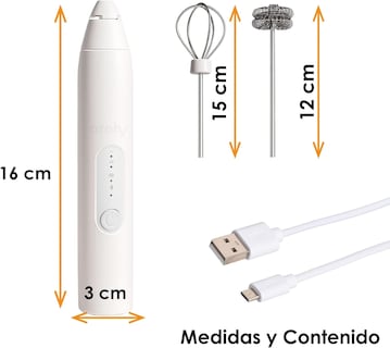 Foto 5 | Espumador De Leche Archy Eléctrico Usb Recargable 3 Velocidades Con 2 Accesorios Agitadores De Bebidas Para Café Huevos