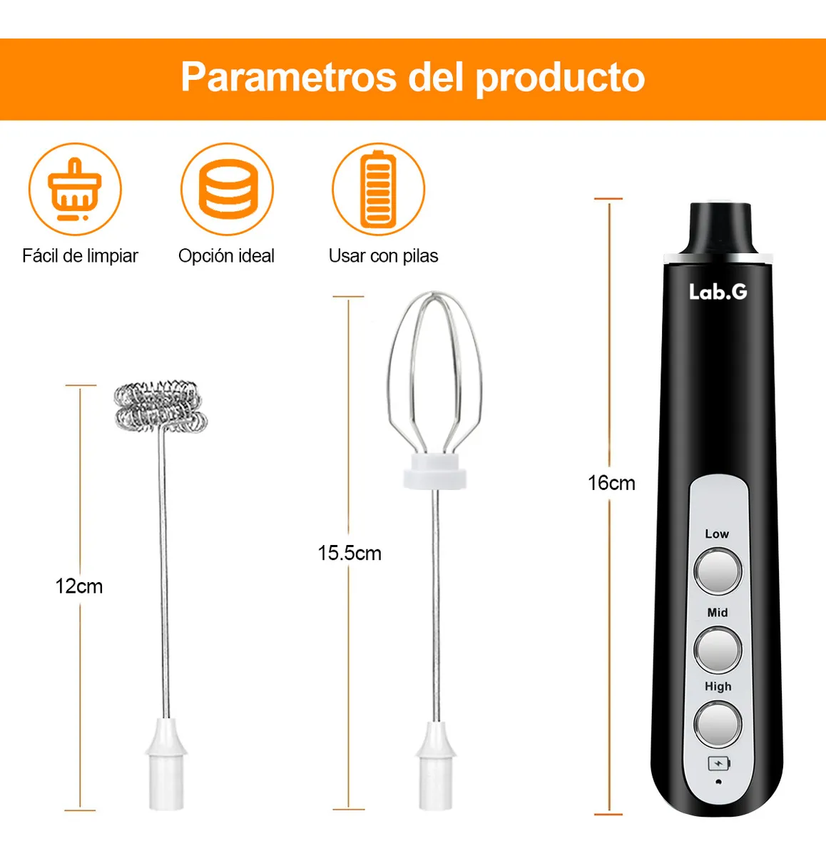 Foto 3 pulgar | Espumador De Leche Y Café Eléctrico  3 Velocidades Negro