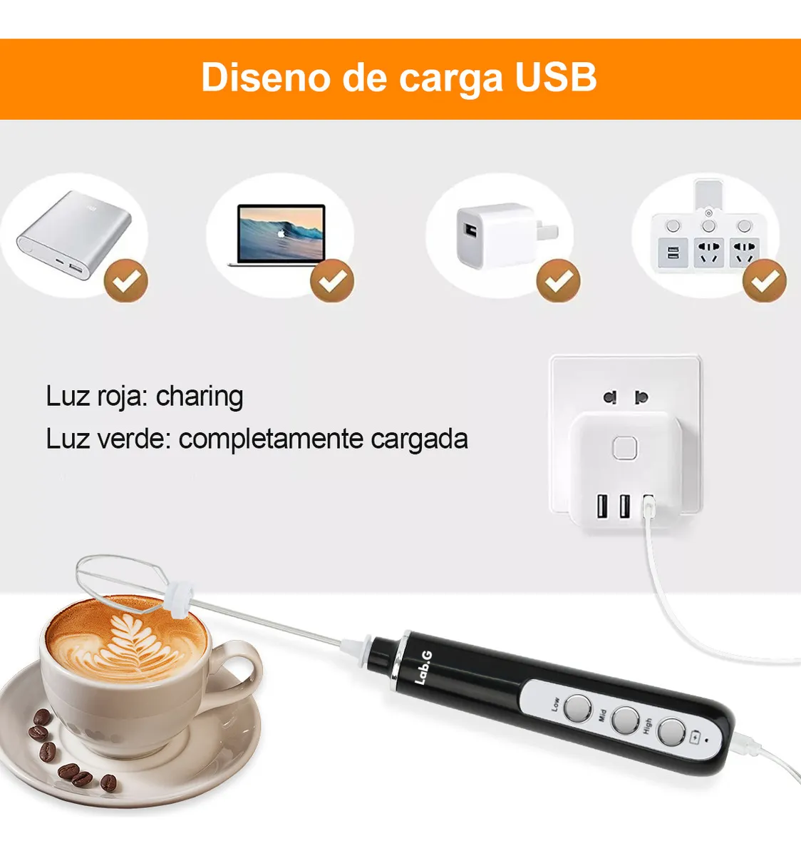 Foto 6 pulgar | Espumador De Leche Y Café Eléctrico  3 Velocidades Negro