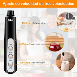 Foto 3 | Espumador De Leche Y Café Eléctrico 3 Velocidades Negro