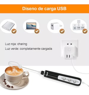 Foto 4 | Espumador De Leche Y Café Eléctrico 3 Velocidades Negro