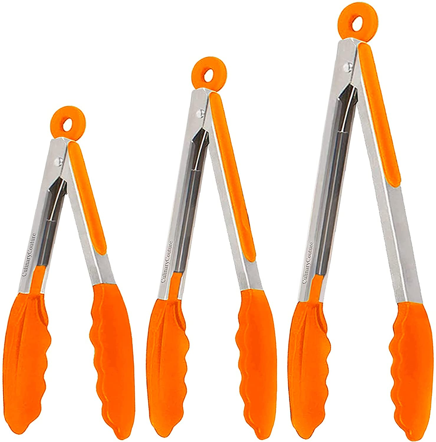 Foto 2 pulgar | Venta Internacional - Juego de 3 Pinzas para Cocinar Silicona Naranja