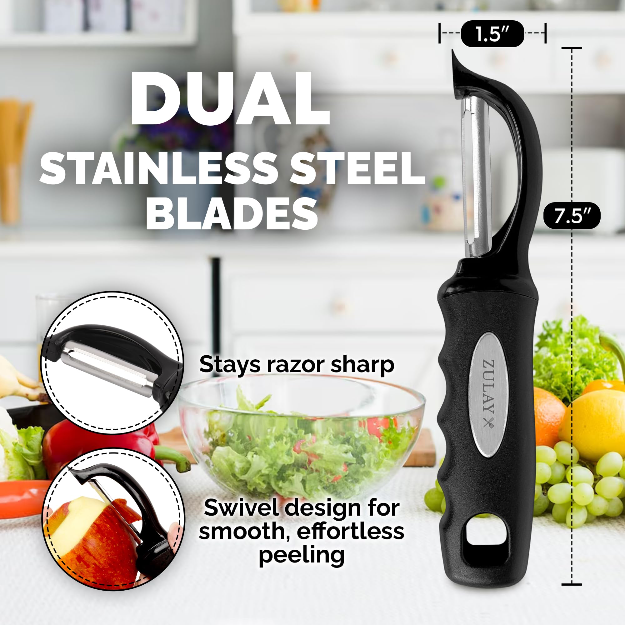 Foto 5 pulgar | Pelador de Verduras Zulay Kitchen Premium Giratorio de Acero Inoxidable - Venta Internacional