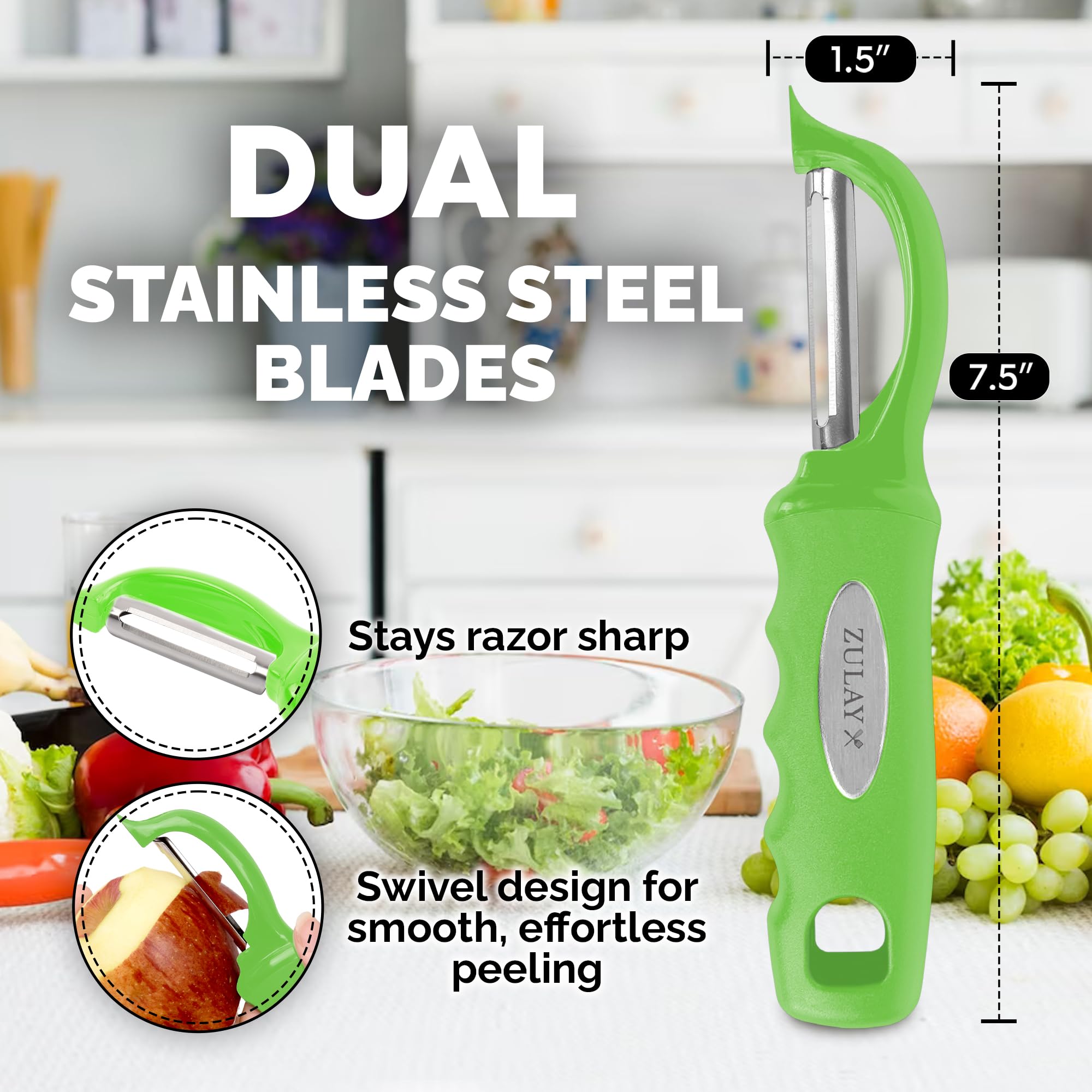 Foto 4 pulgar | Pelador de Verduras Zulay Kitchen Giratorio de Acero Inoxidable - Venta Internacional