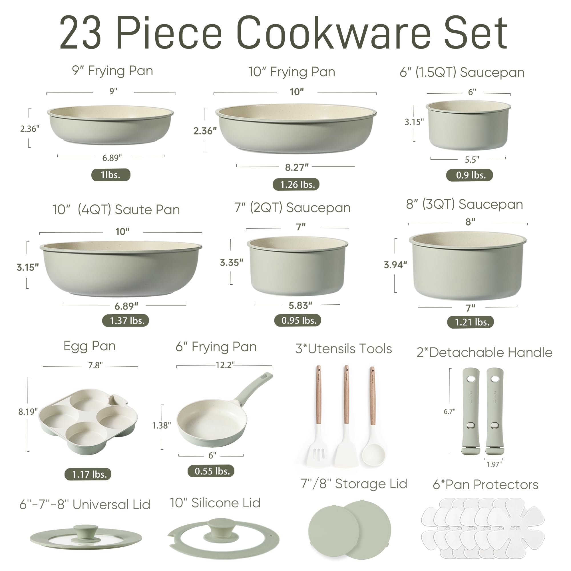 Foto 2 | Juego De Utensilios De Cocina Carote, 23 Piezas, Antiadherentes Con Mango Desmontable - Venta Internacional.