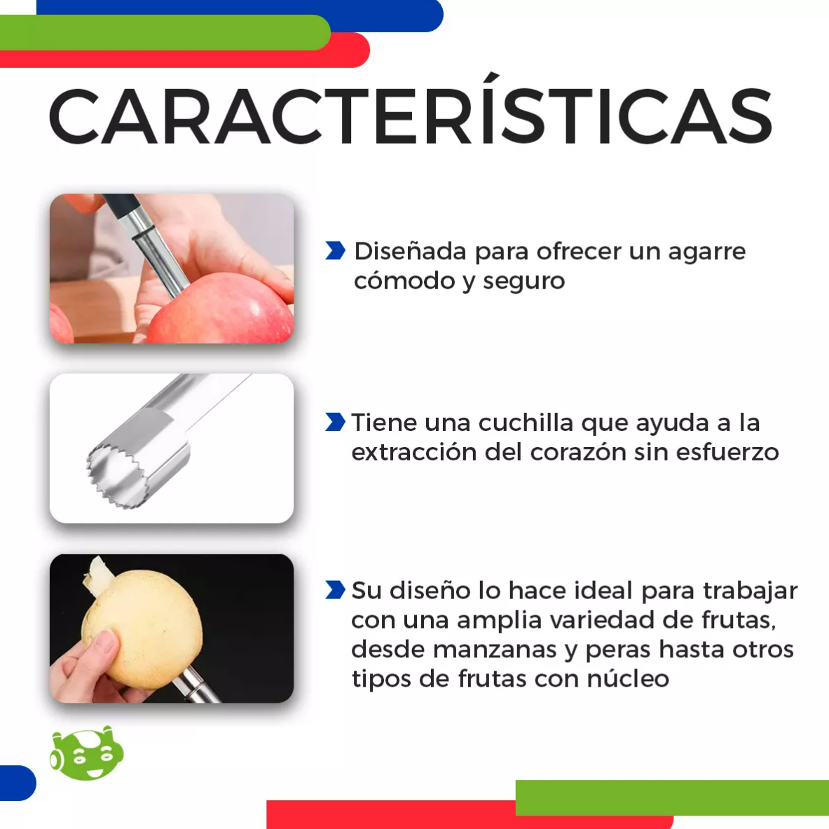 Foto 3 pulgar | Descorazonador De Frutas De Acero Inoxidable Xtellar
