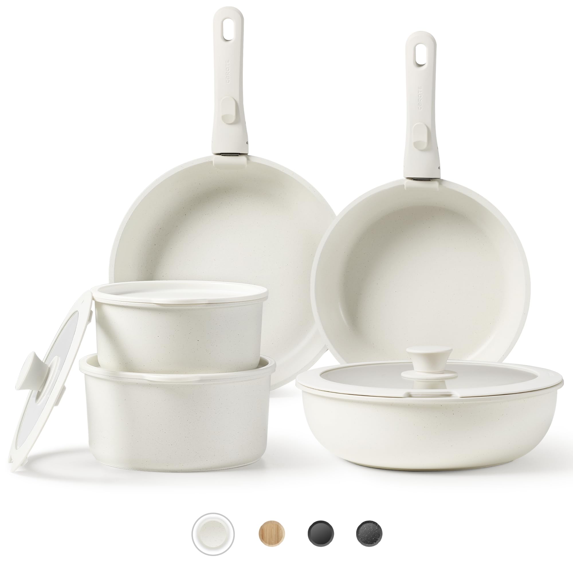 Foto 1 | Juego De Utensilios De Cocina Carote, Antiadherentes, 11 Unidades, Para Horno De Inducción, Color Crema - Venta I
