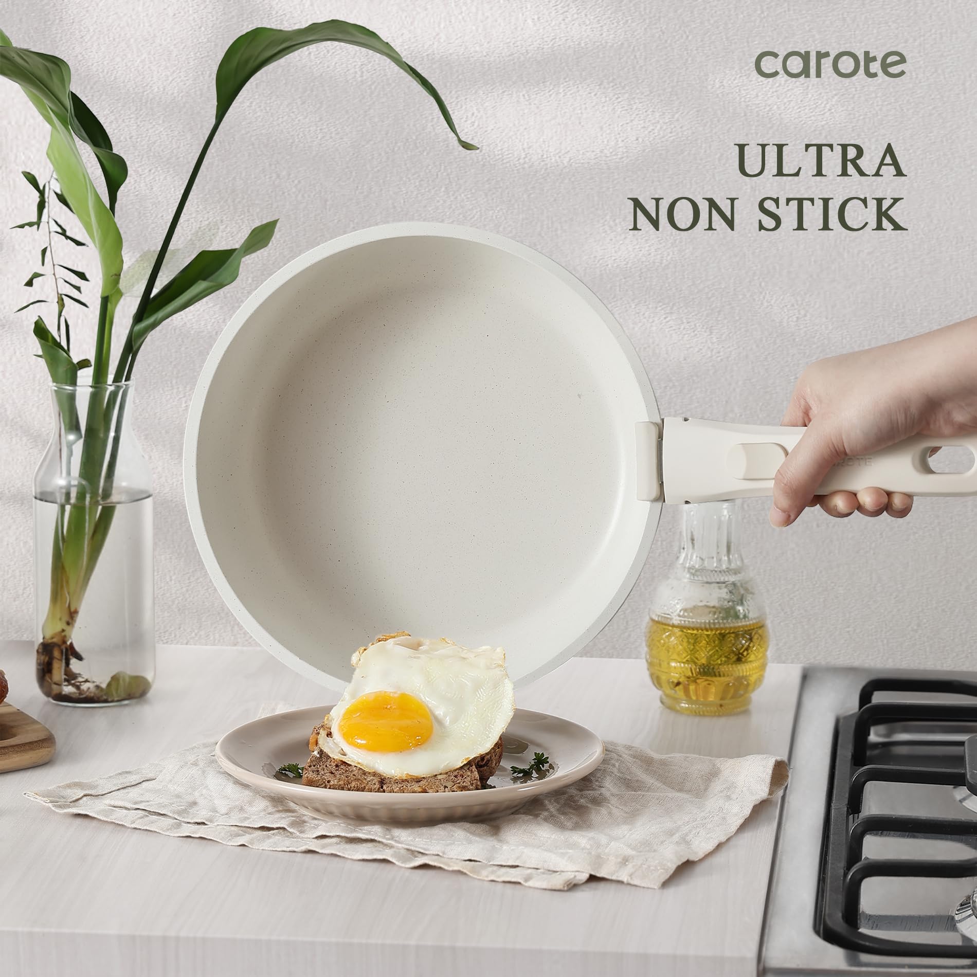 Foto 4 pulgar | Juego De Utensilios De Cocina Carote, Antiadherentes, 11 Unidades, Para Horno De Inducción, Color Crema - Venta I