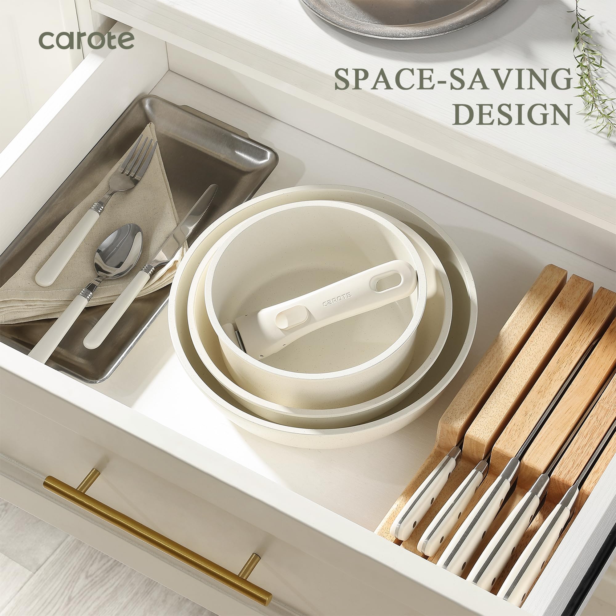 Foto 5 | Juego De Utensilios De Cocina Carote, Antiadherentes, 11 Unidades, Para Horno De Inducción, Color Crema - Venta I