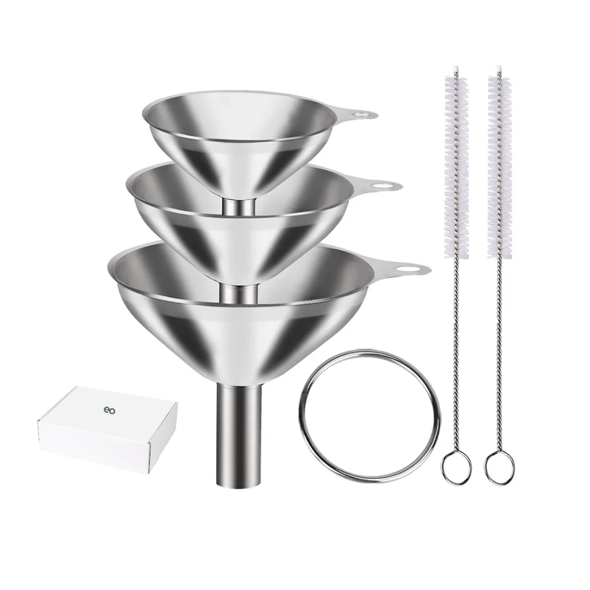 Foto 2 pulgar | 3 Miniembudos de Cocina Eo Safe Imports Acero Inoxidable ESI-20357 Plata con Accesorios