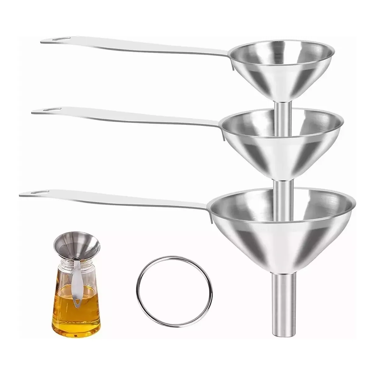 Foto 5 pulgar | 3 Miniembudos de Cocina Eo Safe Imports Acero Inoxidable ESI-20357 Plata con Accesorios