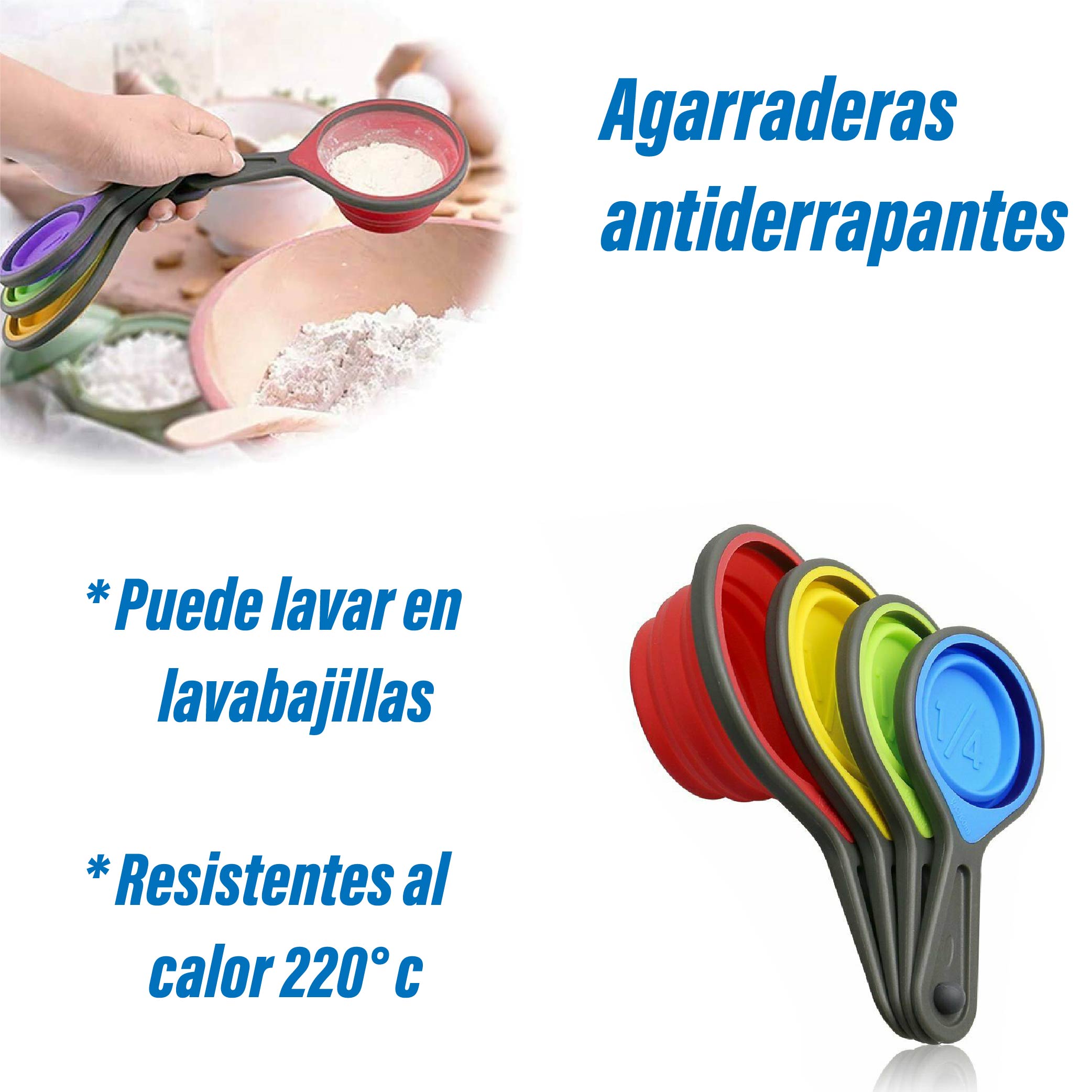 Foto 9 pulgar | Tazas y Cucharas Medidoras Rd Royal Cook de Silicona Plegable de 8 pz