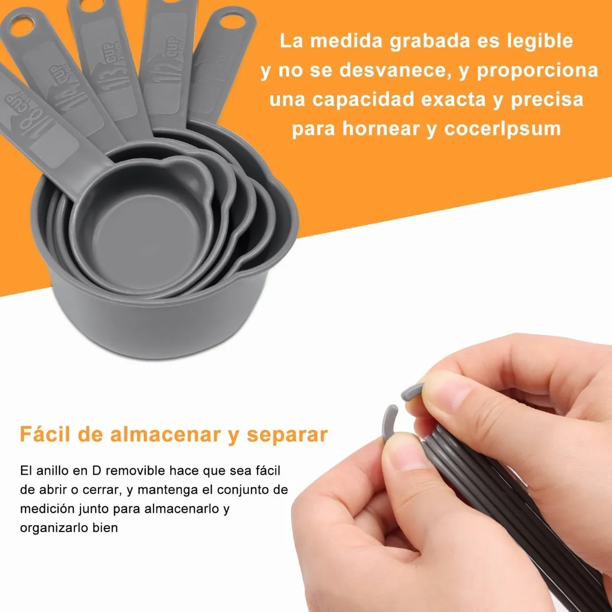 Foto 4 pulgar | Tazas y Cucharas Medidoras Malubero para Cocina Repostería color Gris 11 Piezas