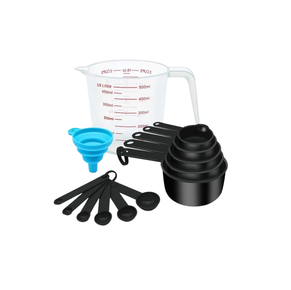 Juego de Tazas Cucharas Medidoras color Negro 11 Piezas