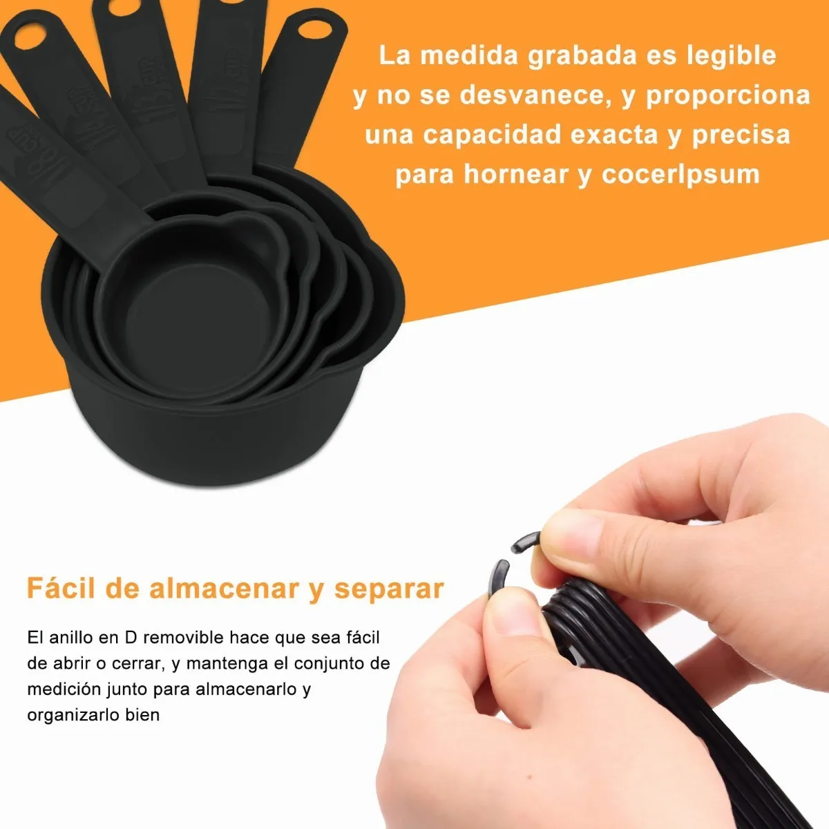 Foto 4 pulgar | Juego de Tazas Cucharas Medidoras color Negro 11 Piezas