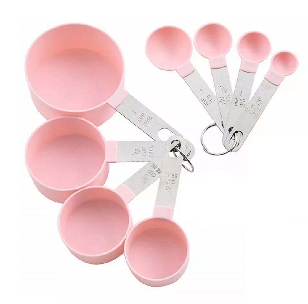 Tazas Medidoras y Cucharas de Repostería Malubero color Rosa 8 PZAS