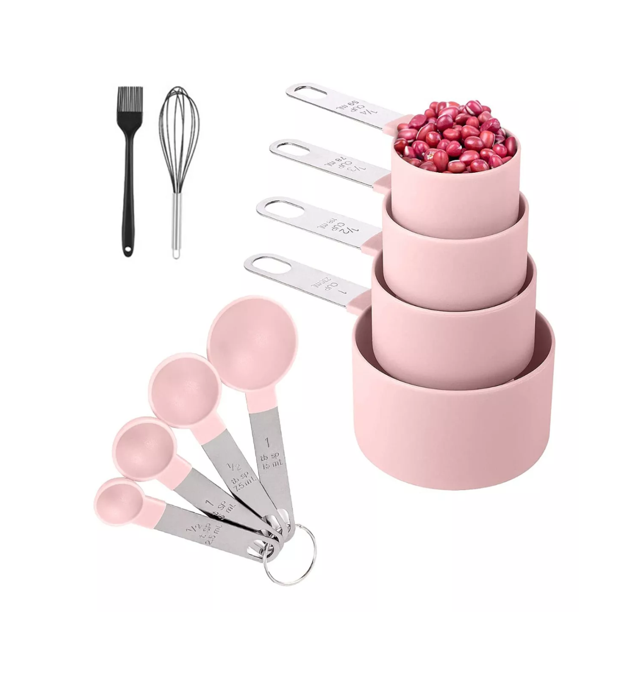 Tazas + Cucharas Medidoras para Repostería 10 Piezas Rosa