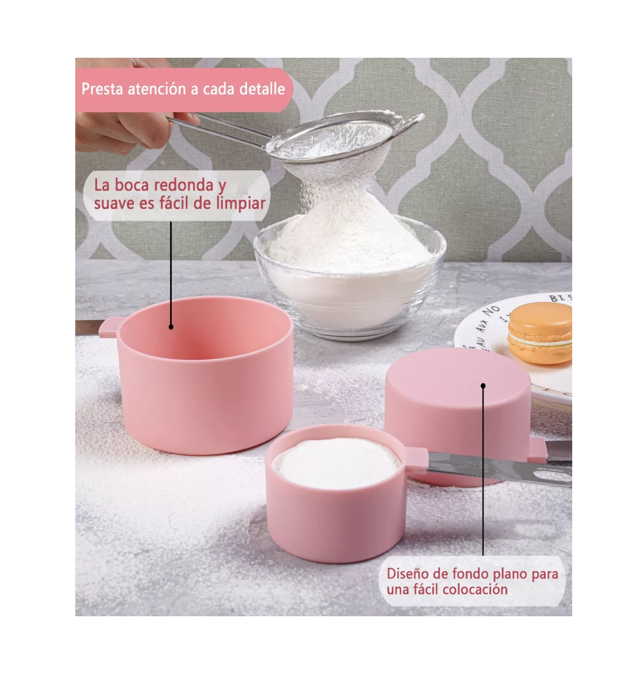 Foto 2 | Tazas + Cucharas Medidoras para Repostería 10 Piezas Rosa