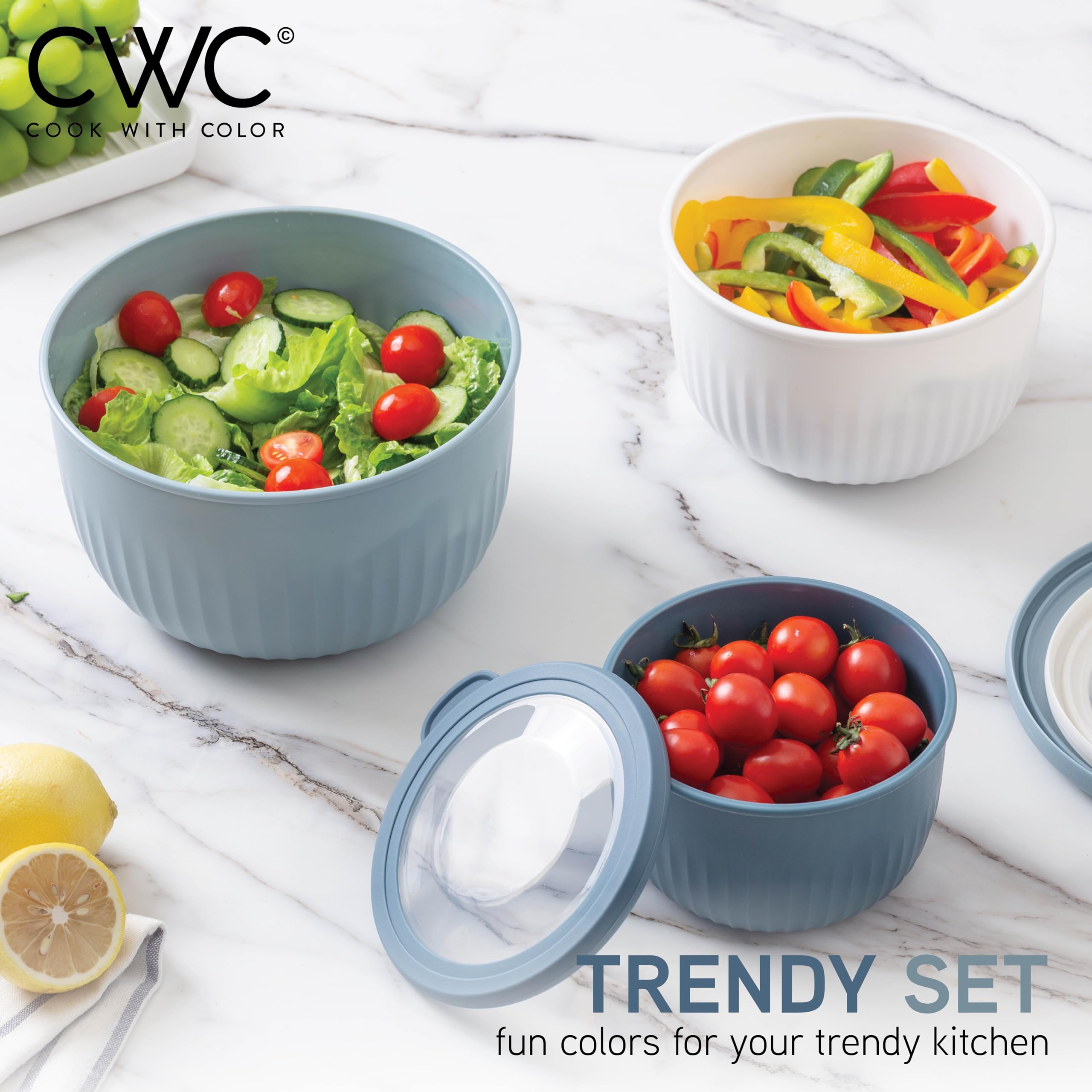 Foto 2 | Set De Cuencos Para Mezclar Cook With Color Prep Con Tapas, 210 Ml A 3,5 L - Venta Internacional.