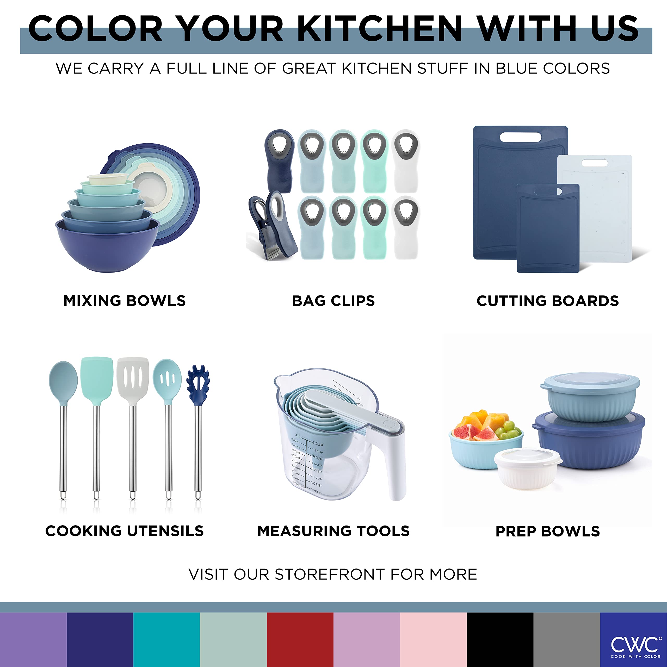 Foto 7 | Set De Cuencos Para Mezclar Cook With Color Prep Con Tapas, 210 Ml A 3,5 L - Venta Internacional.