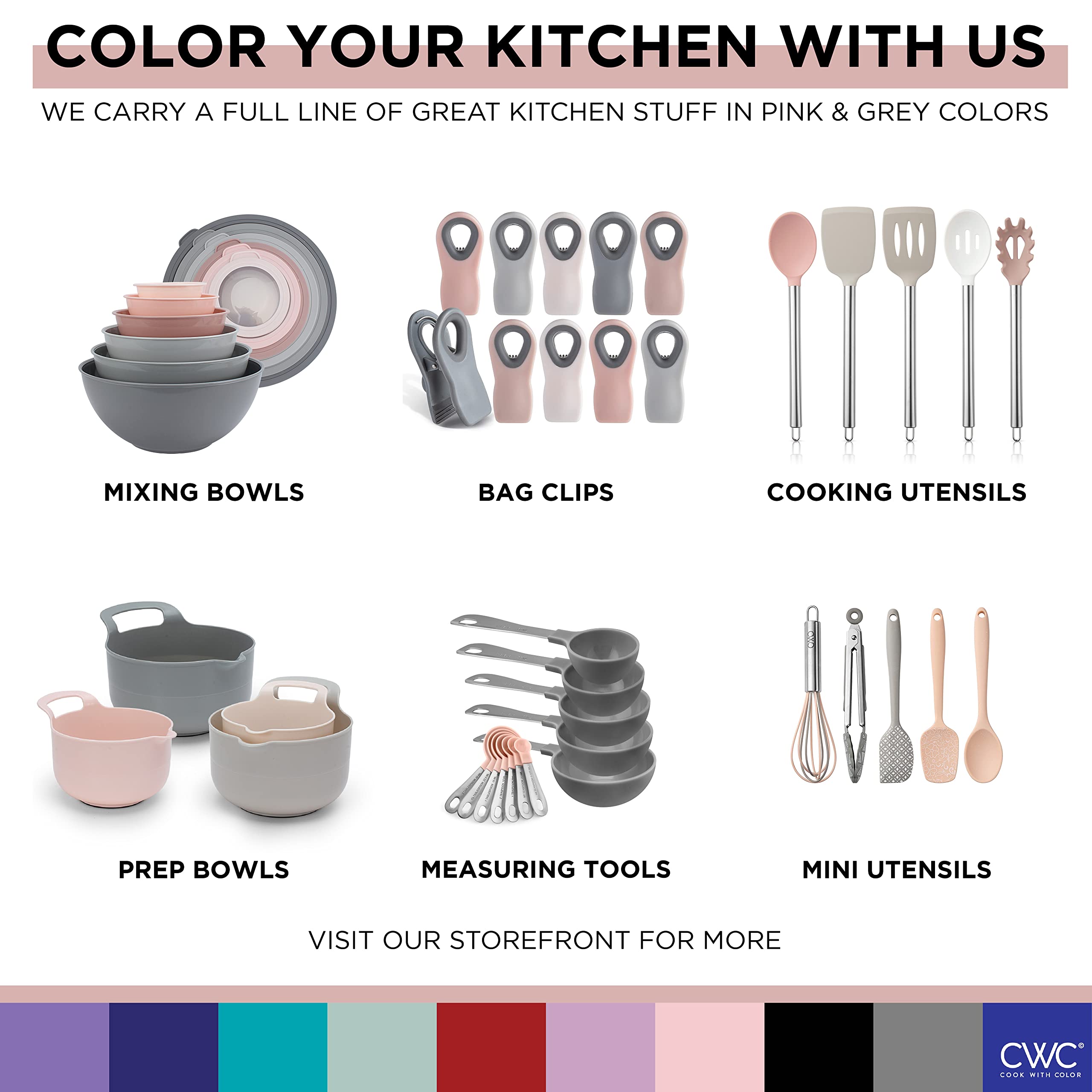 Foto 7 | Set De Cuencos Para Mezclar Cook With Color Prep Con Tapas, 210 Ml, 3,5 L, Color Rosa - Venta Internacional.