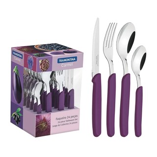 Foto 1 | Cubiertos Tramontina De Acero Inoxidable Carmel De 24 Piezas, Color Morado Oscuro