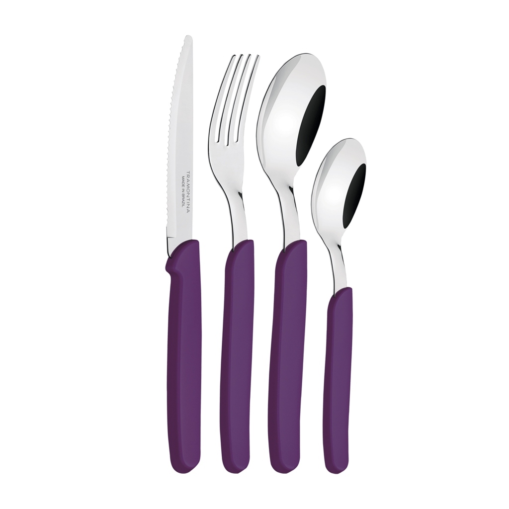 Foto 3 pulgar | Cubiertos Tramontina De Acero Inoxidable Carmel De 24 Piezas, Color Morado Oscuro