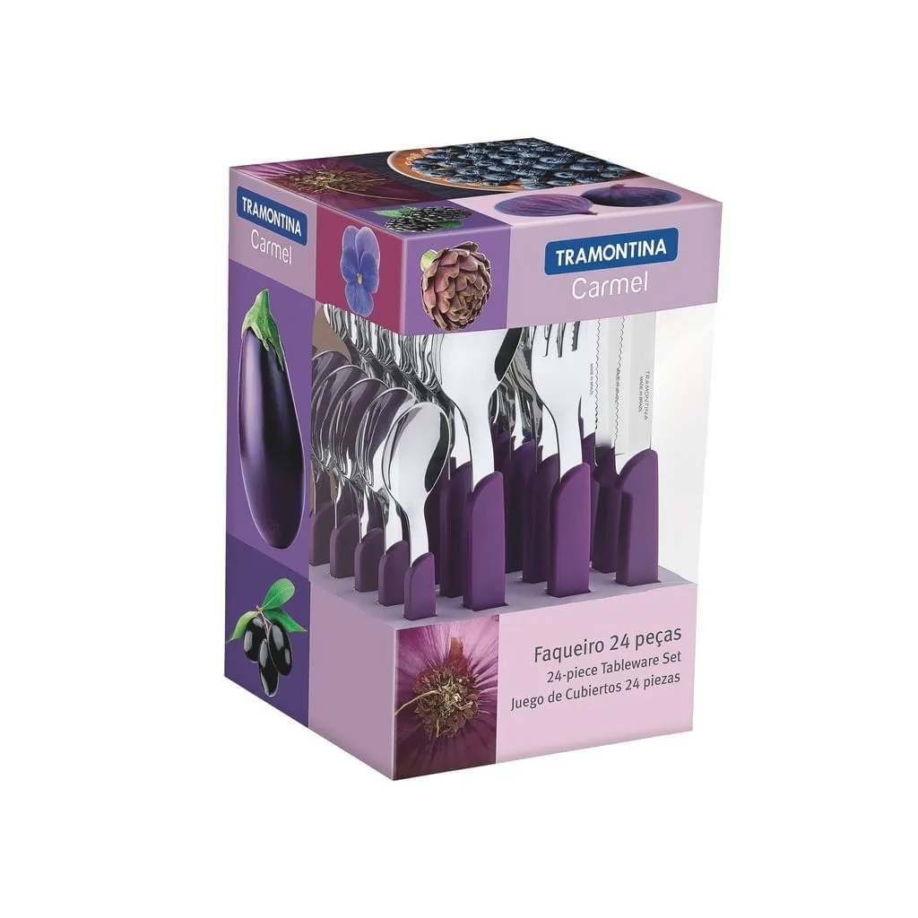 Foto 4 pulgar | Cubiertos Tramontina De Acero Inoxidable Carmel De 24 Piezas, Color Morado Oscuro