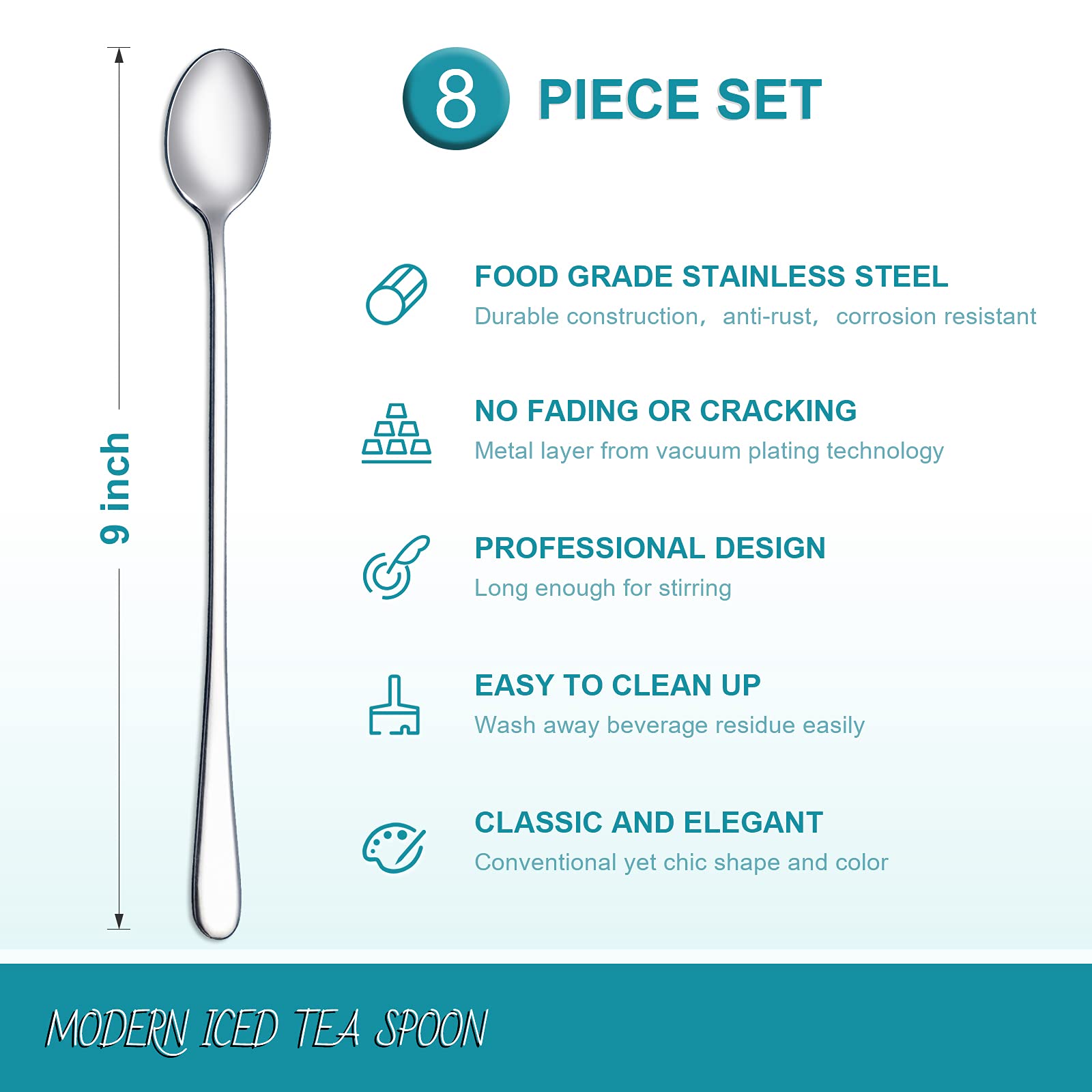 Foto 3 pulgar | Té Helado, Café Y Helado Spoon Hiware De 9 Pulgadas Con Mango Largo - Venta Internacional.