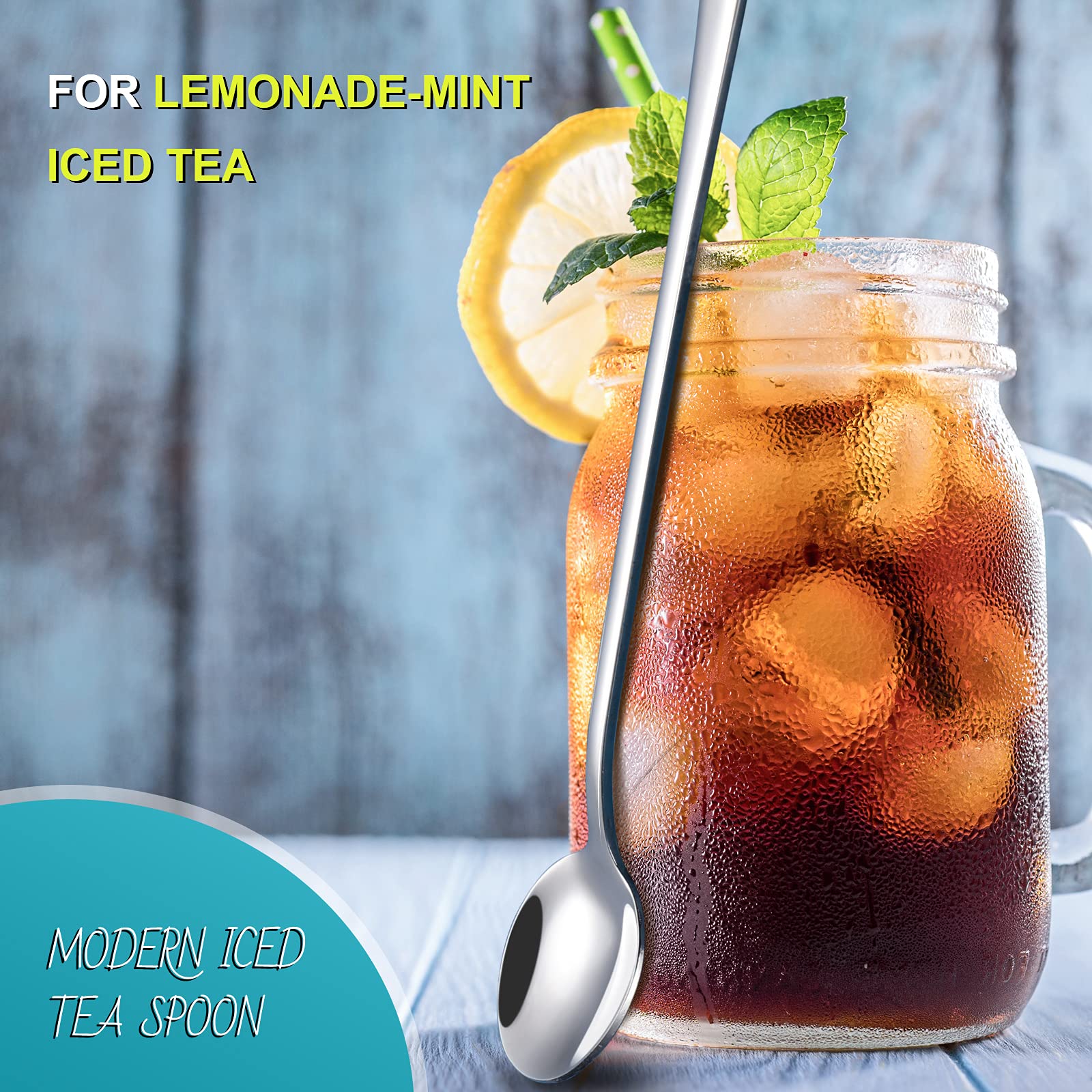 Foto 4 | Té Helado, Café Y Helado Spoon Hiware De 9 Pulgadas Con Mango Largo - Venta Internacional.