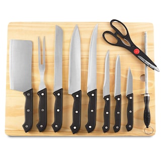 Foto 1 | Set Cuchillos 10 Pzs Acero Inoxidable Con Tabla De Madera Jc1111 Aquila