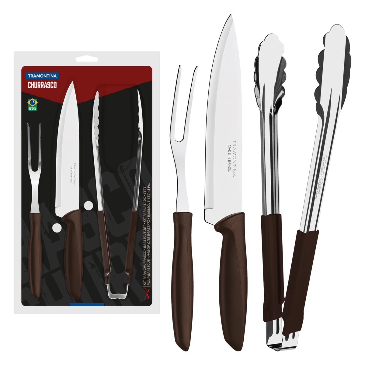 Kit Para Asado Tramontina De 3 Pzas Plenus Churrasco $449