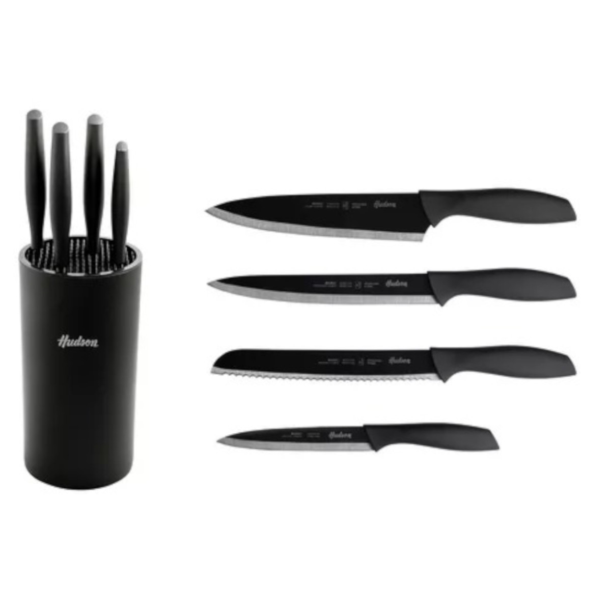 Foto 2 pulgar | Juego Set 4 Cuchillos Hudson Inox Antiadherente Negros Holder
