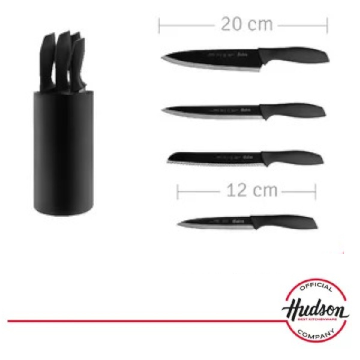 Foto 3 pulgar | Juego Set 4 Cuchillos Hudson Inox Antiadherente Negros Holder