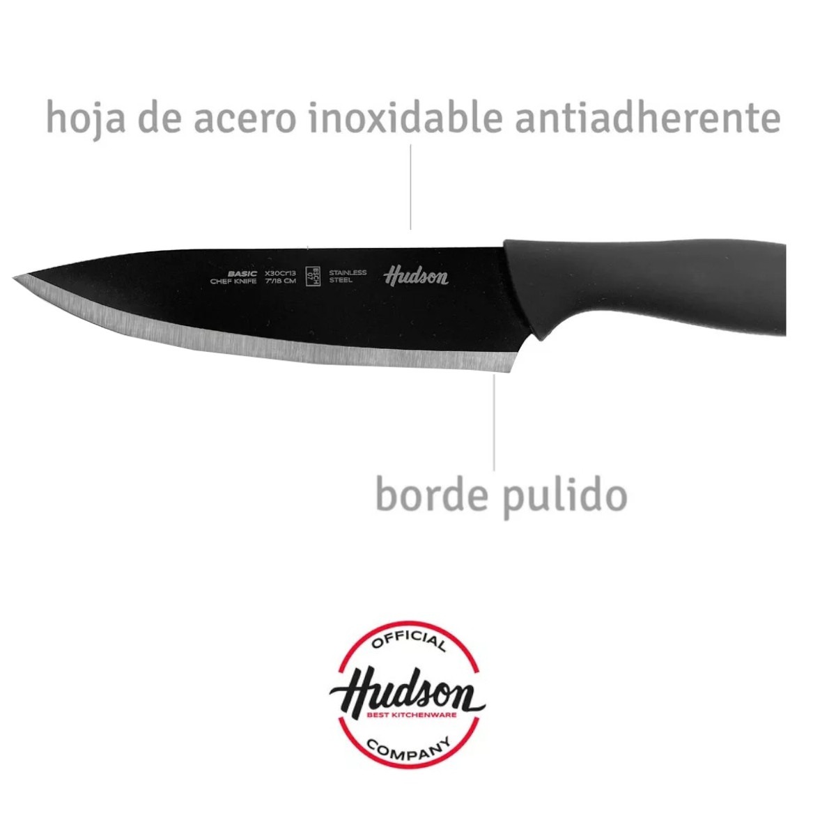 Foto 5 pulgar | Juego Set 4 Cuchillos Hudson Inox Antiadherente Negros Holder
