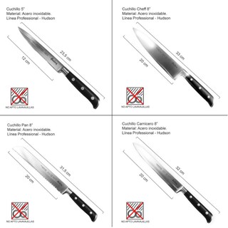 Foto 2 | Juego Set 4 Cuchillos Hudson Inox Antiadherente Profesional