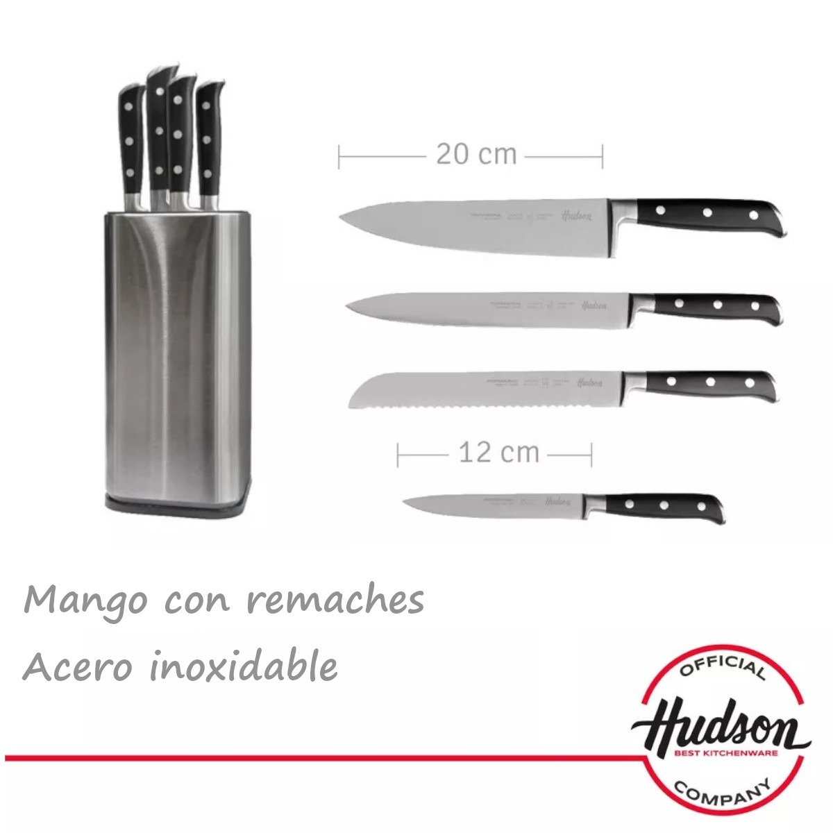 Foto 5 pulgar | Juego Set 4 Cuchillos Hudson Inox Antiadherente Profesional