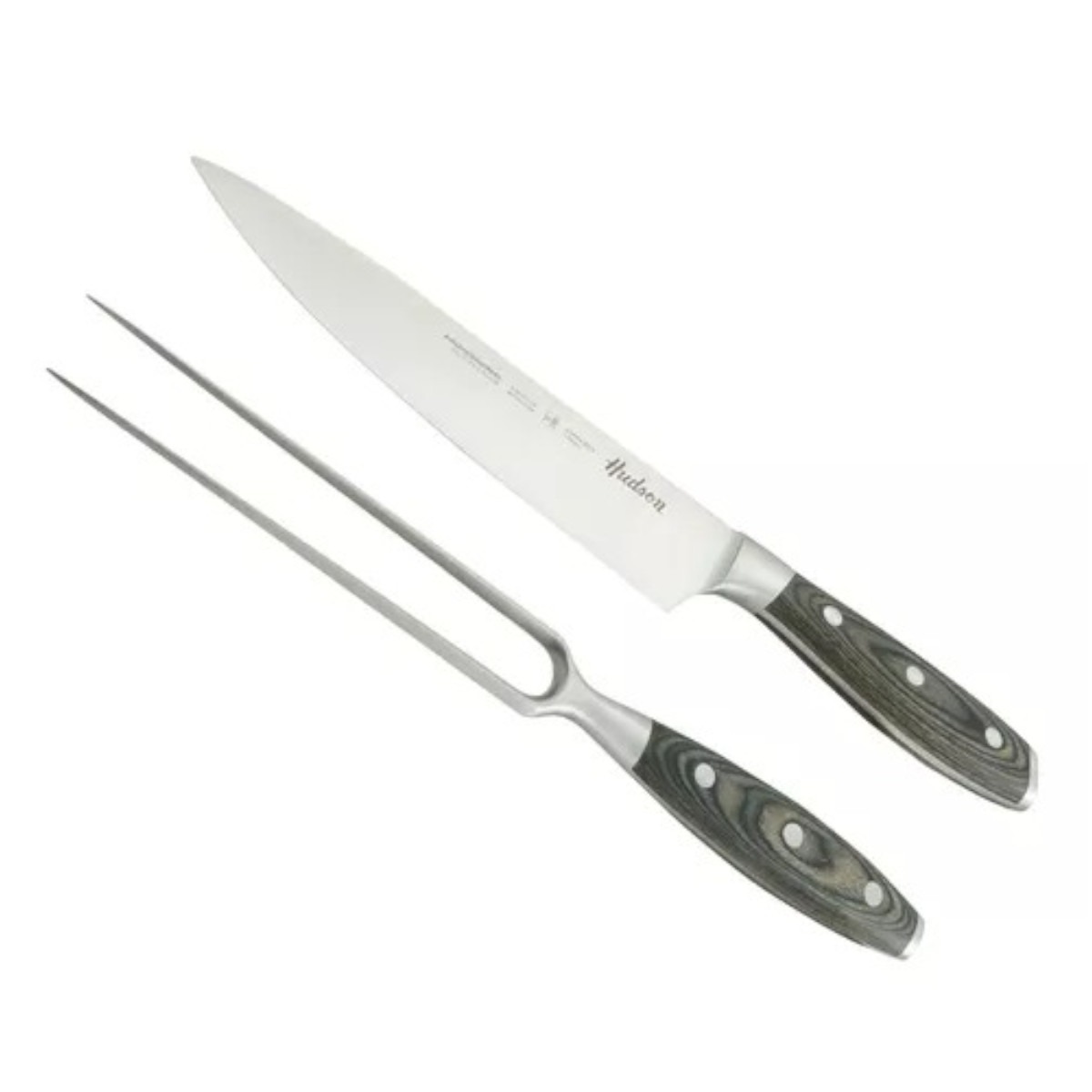 Foto 2 pulgar | Cuchillo Y Trinche Asador Hudson Mango Madera 20cm Inoxidable